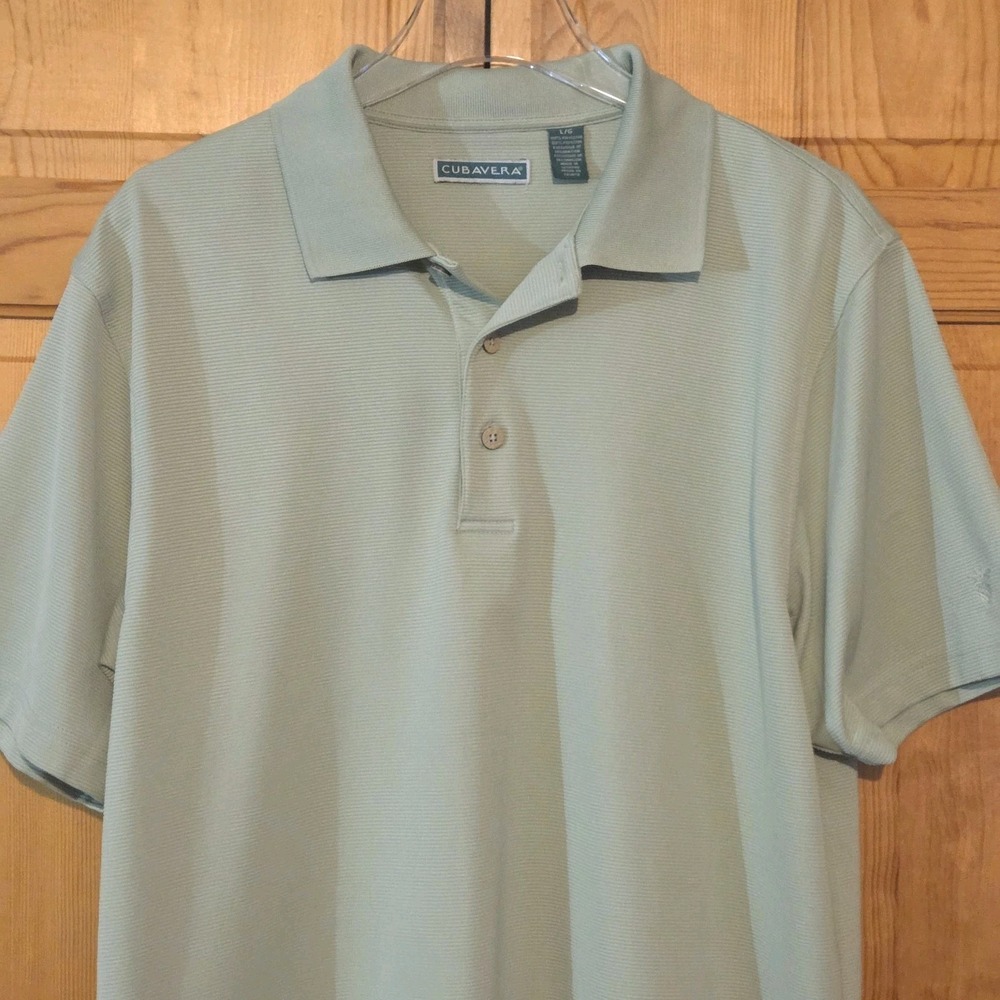 Cubavera Mens Large Sage Green Cuban Style‎ Short Sleeve Button Down Shirt